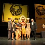 Michael Cassel (Director, International, Disney Theatrical Group), Lynn Gasper (Regiona SVP, Group Lifestyle Financing, OCBC Bank), Gugwana Dlamini (Rafiki), Jonathan Andrew Hume (Simba), Alexia Khadime (Nala) and Milan Rokic - VP & MD, Base Entertainment at the Press Conference