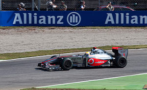 Lewis Hamilton driving for McLaren at the 2009...