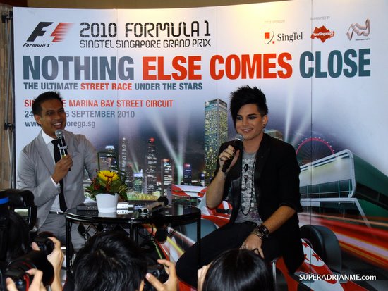 Adam Lambert at his press conference ahead of his performance during the 2010 Formula 1 SingTel Singapore Grand Prix