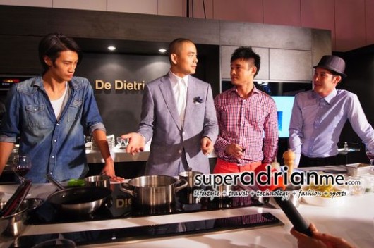 Chef Andre Chef explaining to the Philip Huang, Julian Hee & Utt on his likes for De Detrich's Zoneless Induction Hob