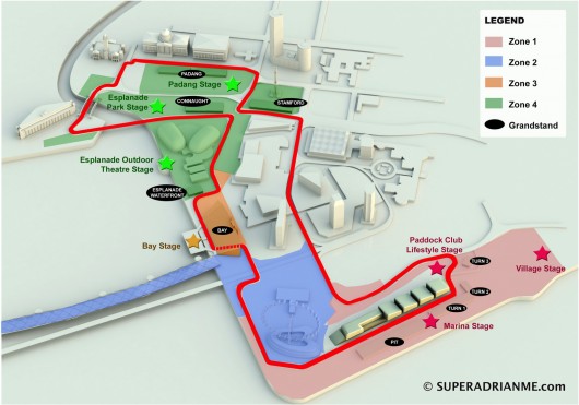 Singapore Grand Prix 2011 -  ENTERTAINMENT STAGES MAP