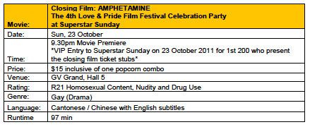 Singapore Love and Pride Film Festival schedule - Amphetamine