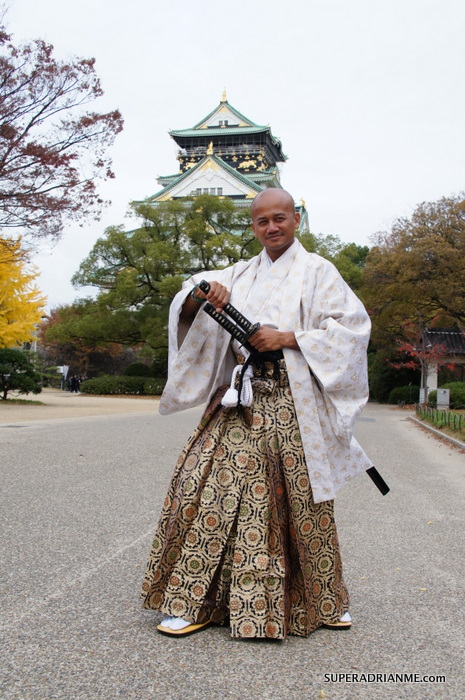 CEO, AirAsia X Asran Osmanrani in a Samurai Costume Posing in front of the Osaka Castle