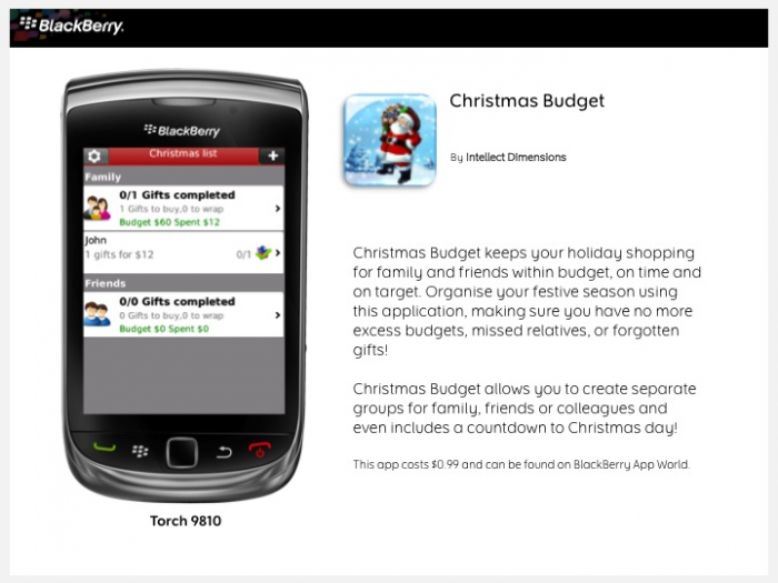 Blackberry Christmas Apps