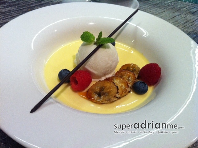 AZUR Chinese New Year 2012 Menu - Chilled Milk Pudding with Caramelized Banana and Coconut Ice Cream