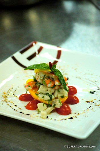Marinated Seafood Salad with Herbs Dressing and Tropical Fresh Mango : Pullman Sanya Yalong Bay Resort and Spa Cooking Class