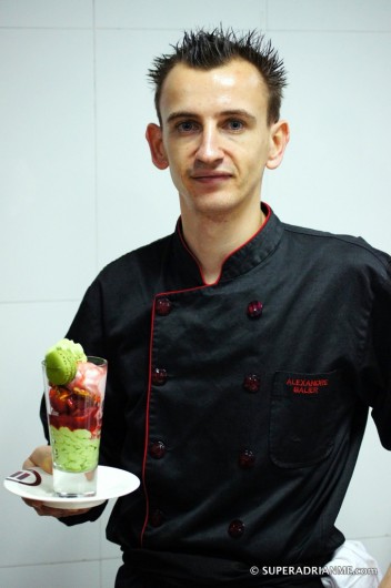 Pullman Sanya Yalong Bay Resort and Spa's Executive Chef Alexandre Balier and the finished dessert 