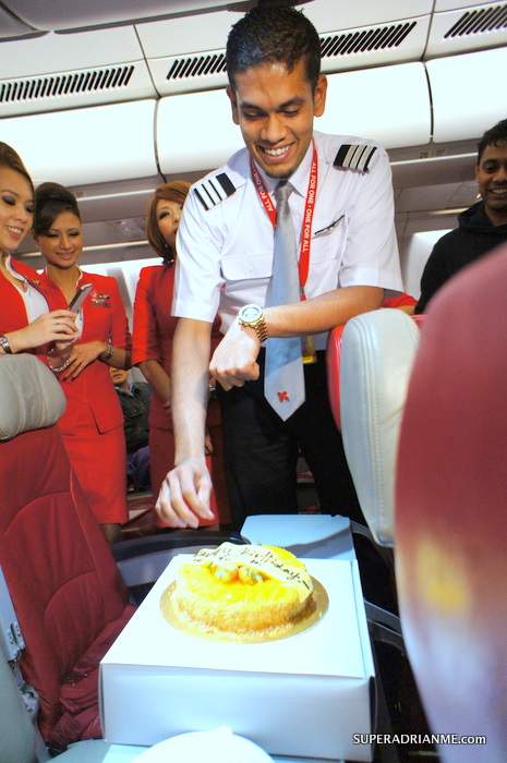 AirAsia X D7 535 2 December 2011 Senior First Officer Raveen Cutting his birthday cake