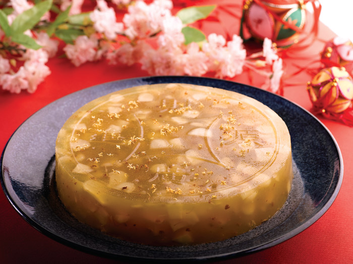 Peach Blossoms - Water Chestnut Cake with Osmanthus