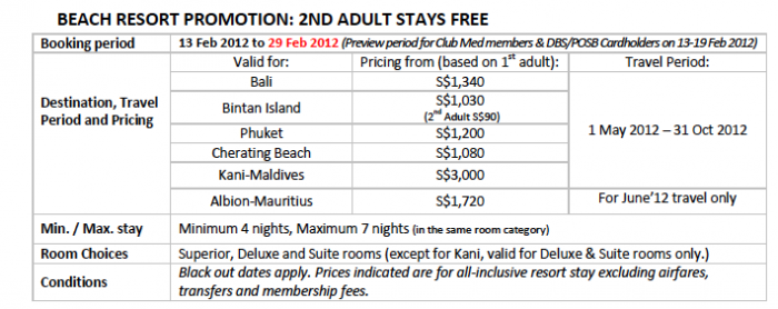 Club Med February 2012 2nd Adult Stays Free