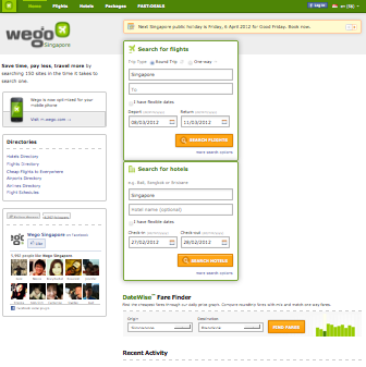 Wego.com.sg home page