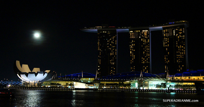 Marina Bay Sands and Art Science Museum - Full Moon