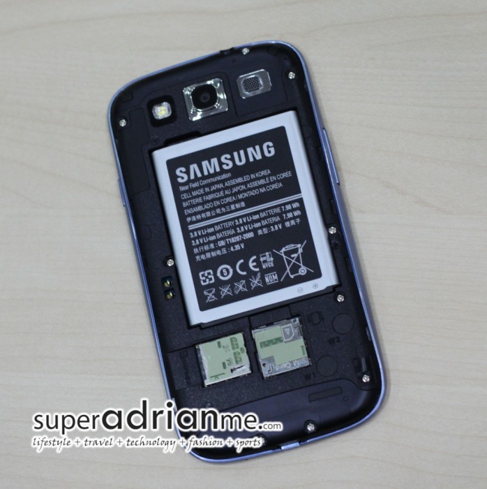 Inside the back of the Samsung Galaxy SIII