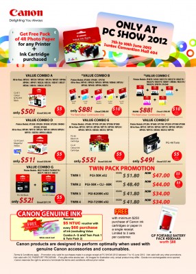 Canon Printer Ink Cartridge PC Show 2012 Brochure