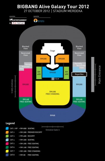 BIGBANG Alive Galaxy Tour 2012 Malaysia seatmap RITSmy