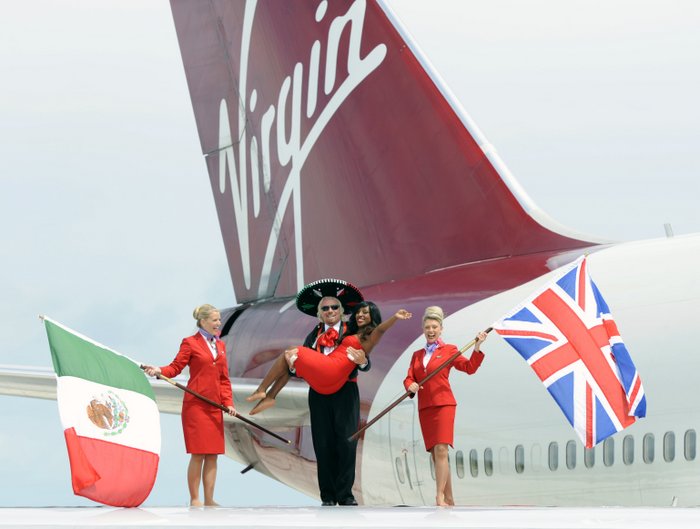 Virgin - Cancun - Richrd Branson with Alexandra Burke