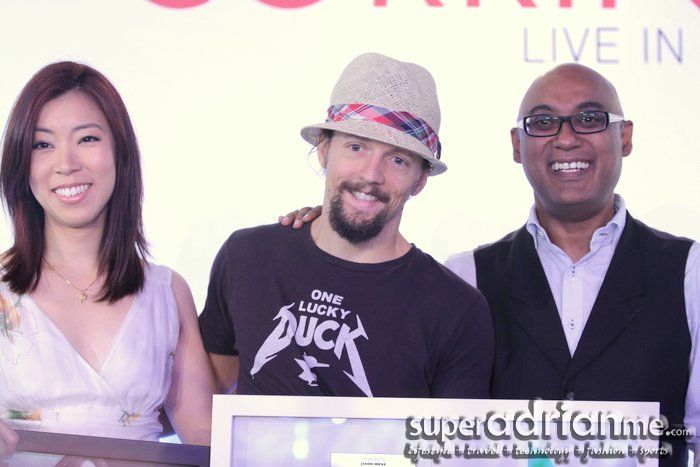 Corrinne May, Jason Mraz and Simon Naser from Warner Music at Rhythm with Nature Press Conference 29 June 2012
