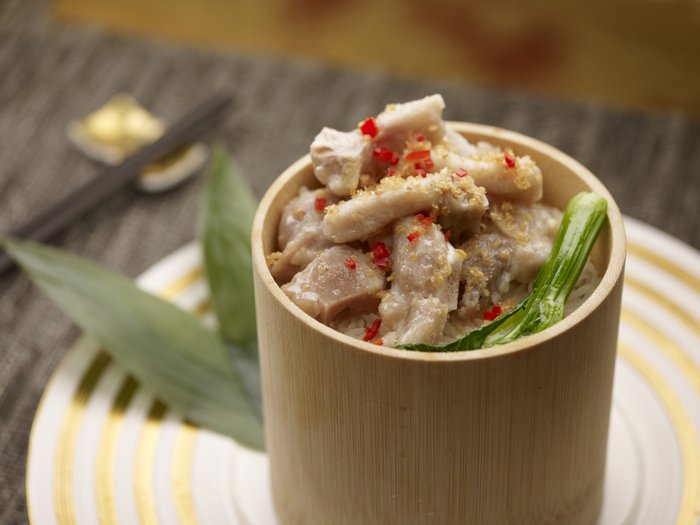 Peach Blossoms: Steamed Rice with Pork Rib in Bamboo