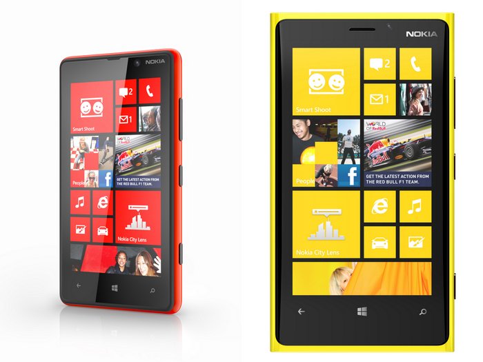 Nokia Lumia 820 (Left) and the Nokia Lumia 920 (Right)