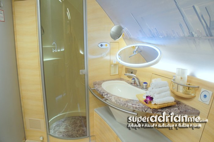 Shower Spas on board Emirates' Airbus A380 for First Class Passengers