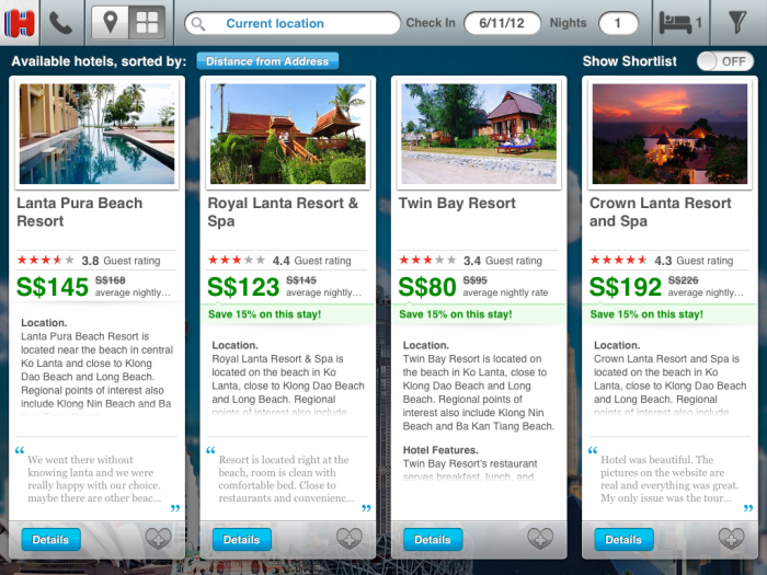 Hotelsdotcom iPad App - Display Hotels Near You