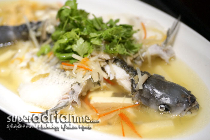 Teowchew style steamed Su Dan fish with rice broth
