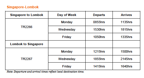 tigerair Lombok flight schedule